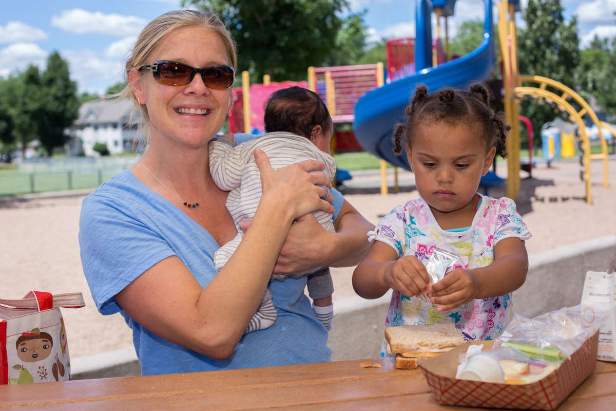 Humans of Minneapolis: Jesse, Anika, and Esme, at Jackson Square Park